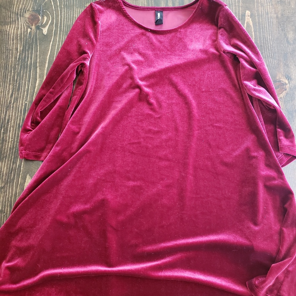 EUC Agnes & Dora Berry Velvet Swing Tunic